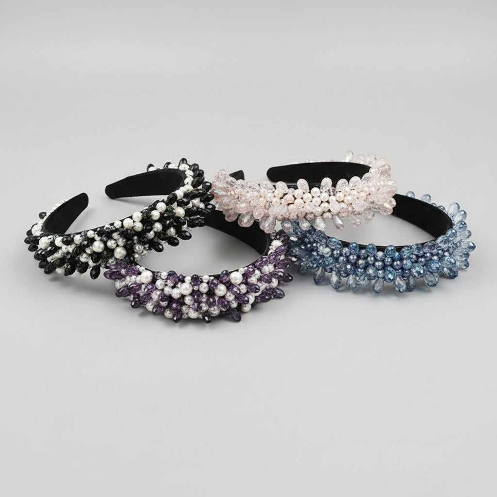 Opaska na głowę z kryształkami w w stylu barakowym