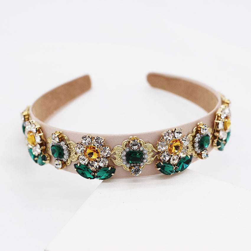 Opaska na głowę z kamieniami szlachetnymi i kryształkami