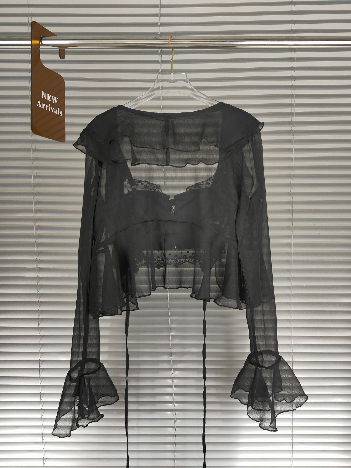 Dwuczęściowy koronkowy komplet z szyfonu