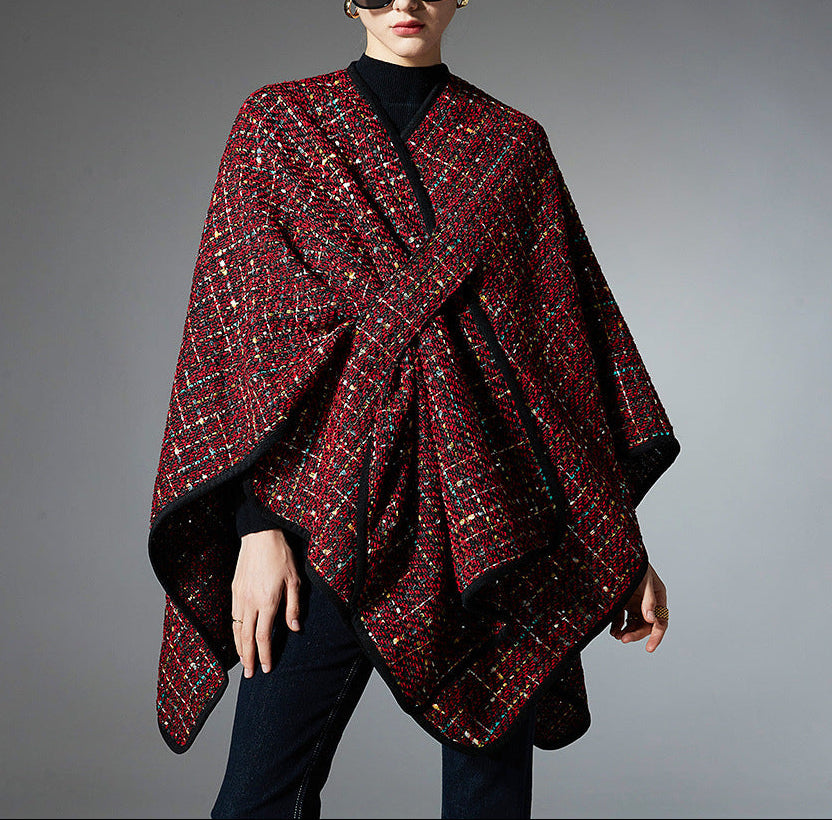 Wzorzysty długi szal wiązany z cekinami