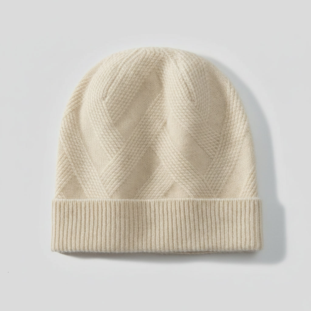 Zimowa kaszmirowa czapka w wzorki