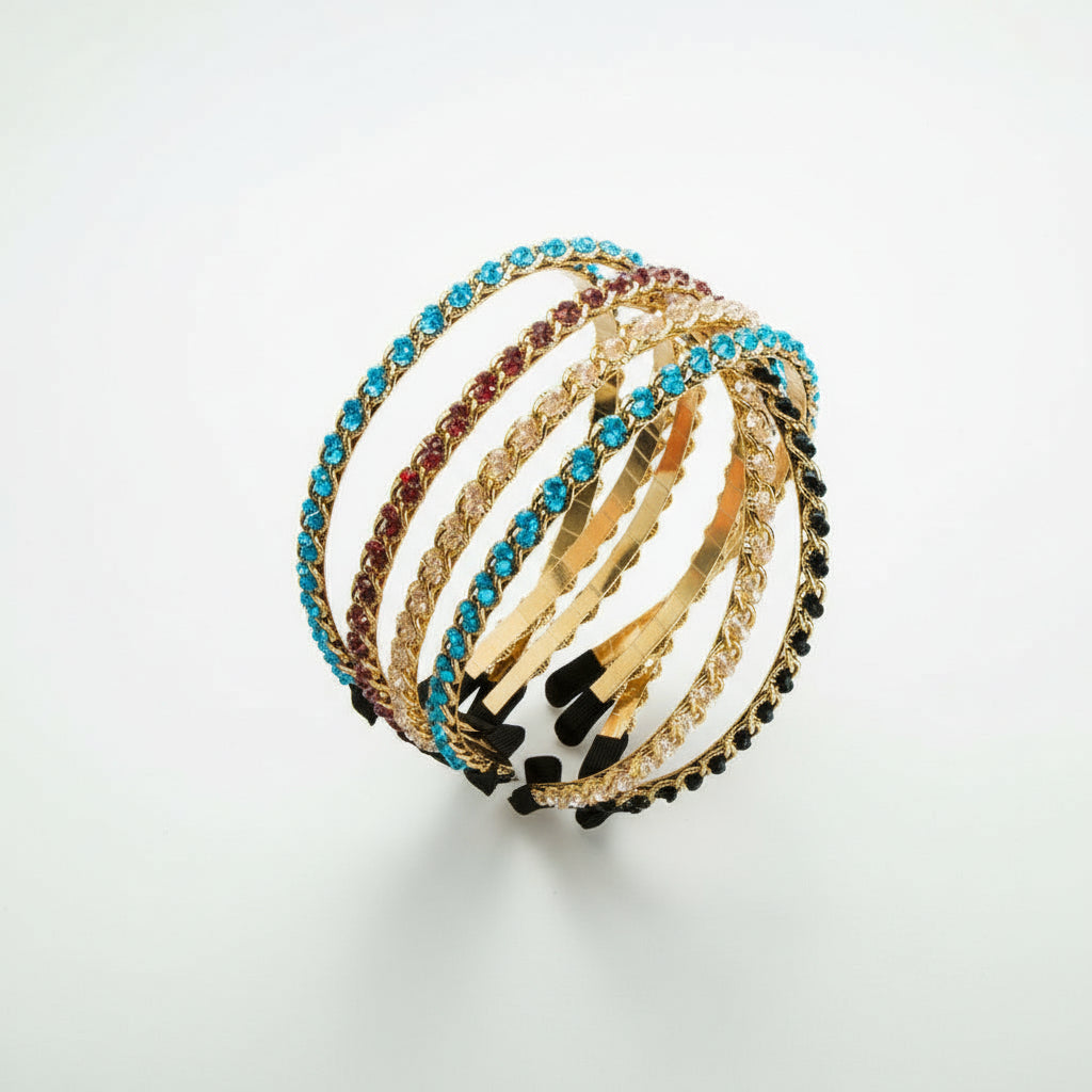 Opaska na głowę z kryształowym łańcuszkiem w stylu retro