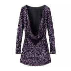 Sequin dress with an open back for New Year's Eve