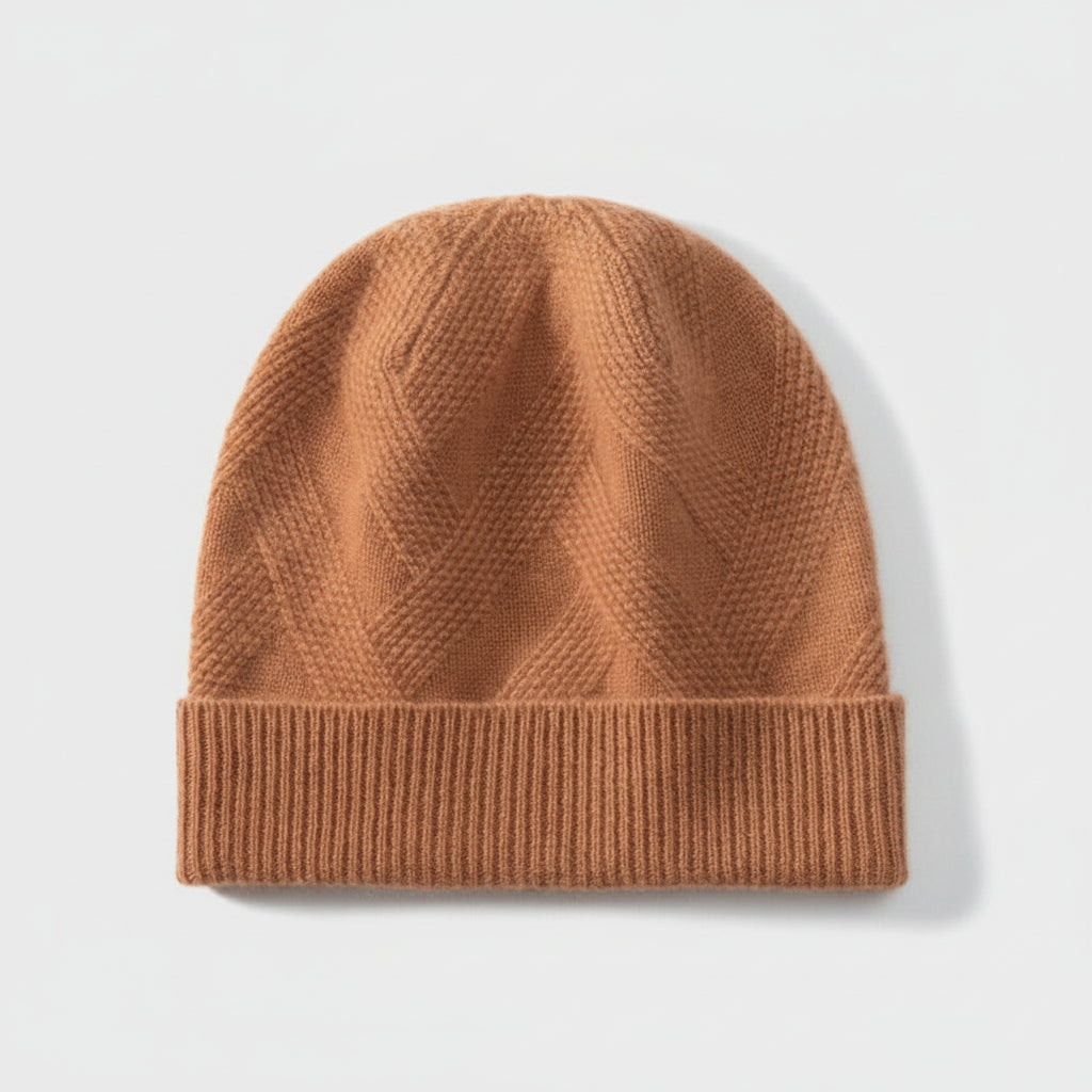 Zimowa kaszmirowa czapka w wzorki