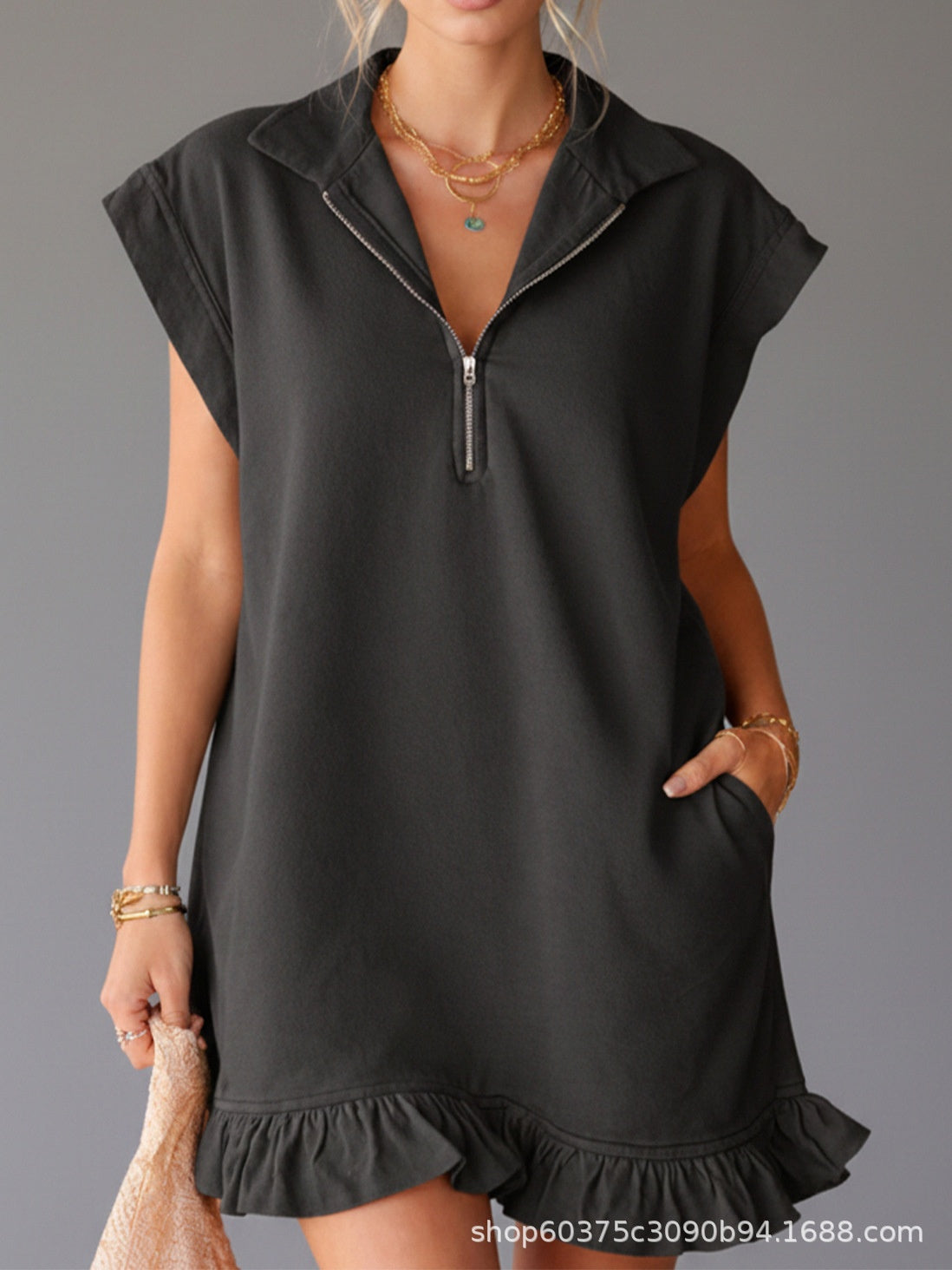 Sukienka letnia V-neck z kieszeniami