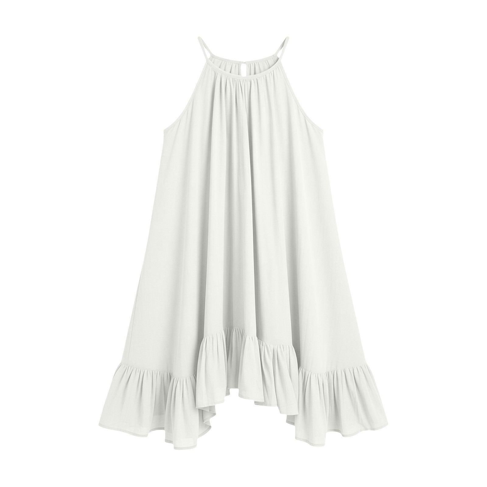 Pleated sleeveless halter dress