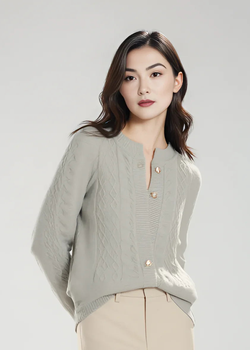 Kardigan z dzianiny wełnianej z długim rękawem