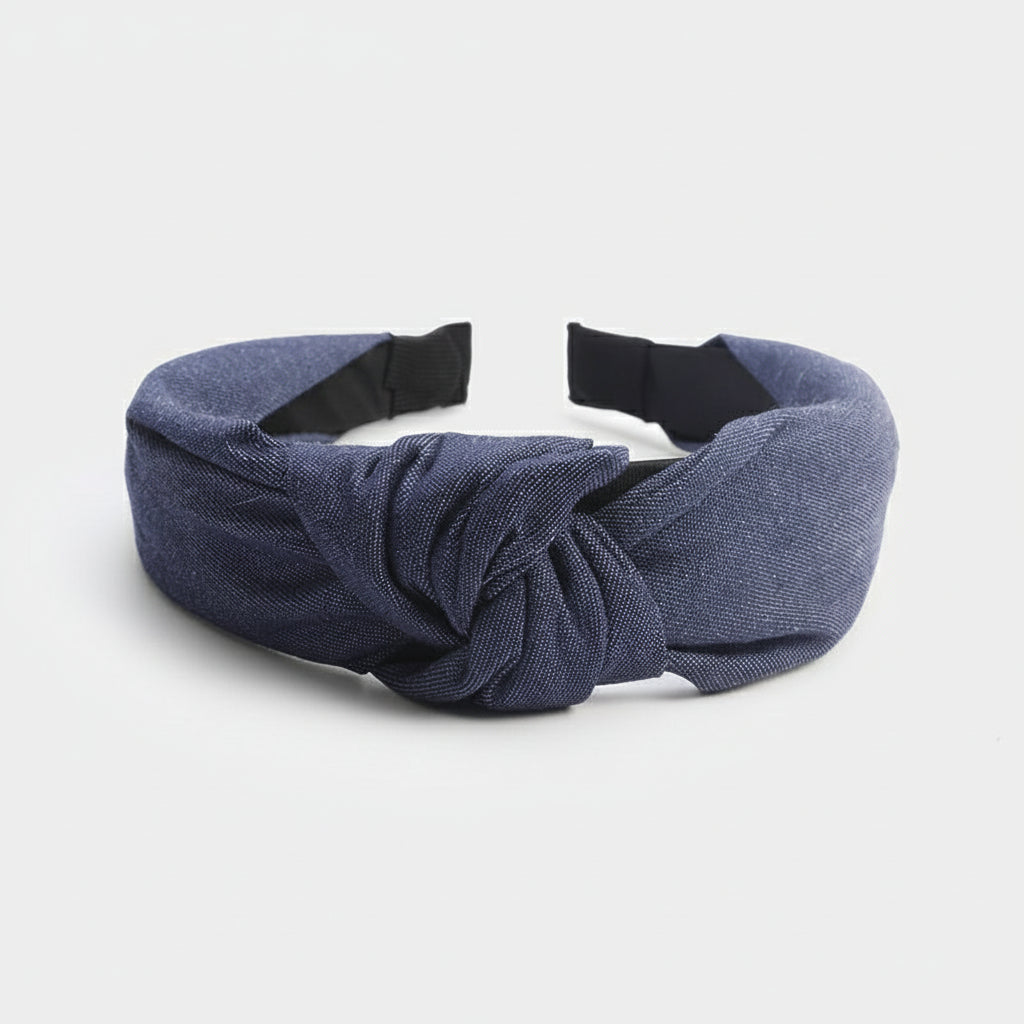 Jeansowa opaska na głowę z wiązaniem