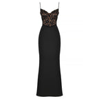 Koronkowa sukienka MAXI z dekoltem w serek