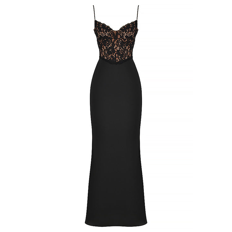 Koronkowa sukienka MAXI z dekoltem w serek