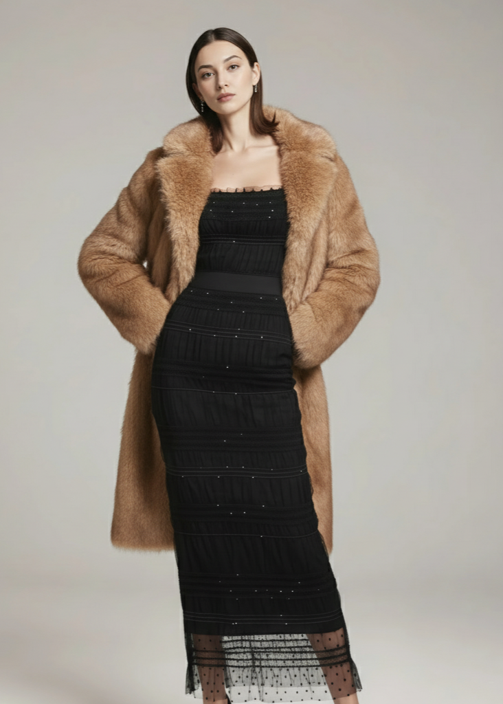 Sztuczne długie futro z lisa