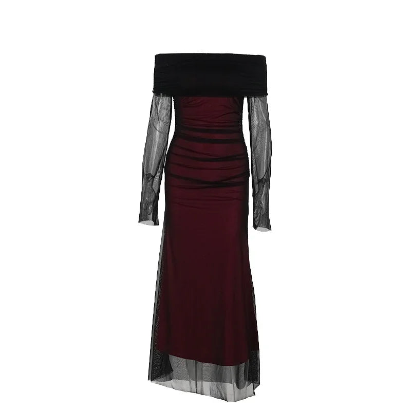 Jesienna sukienka MAXI z siateczki - Sweet Victoria