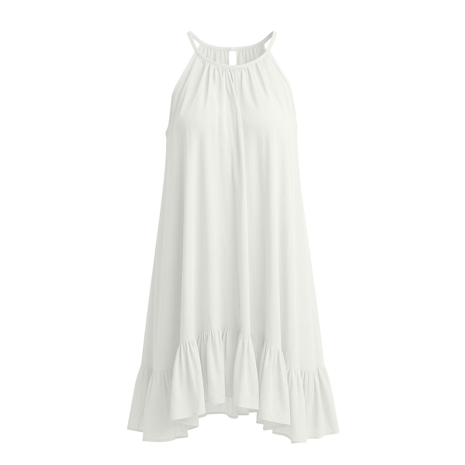 Pleated sleeveless halter dress