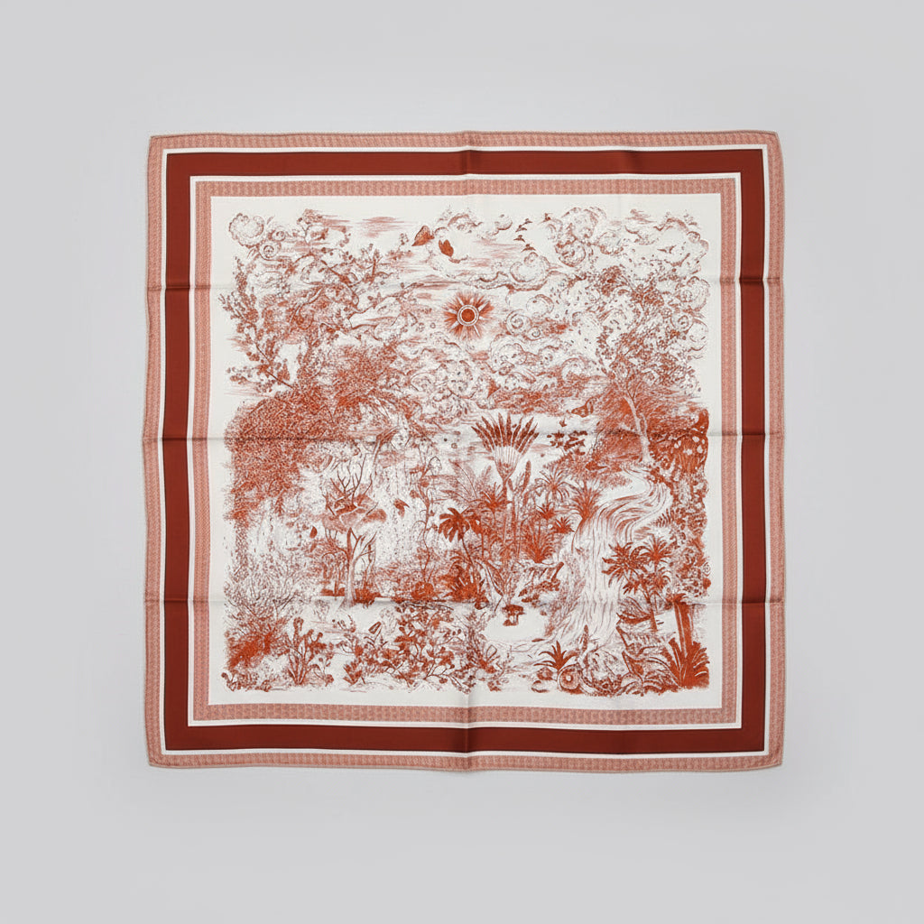 Wzorzysta chusta przedstawiająca łąkę