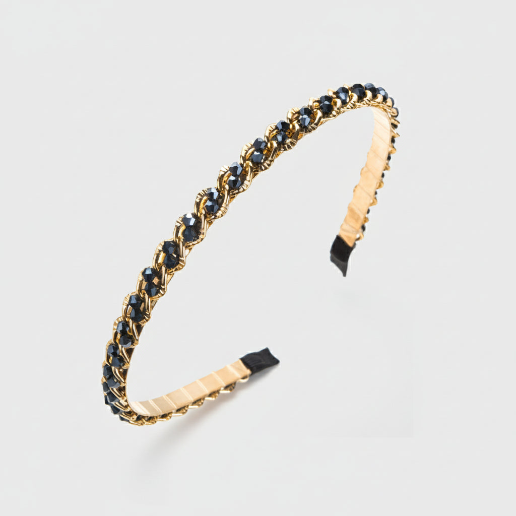 Opaska na głowę z kryształowym łańcuszkiem w stylu retro