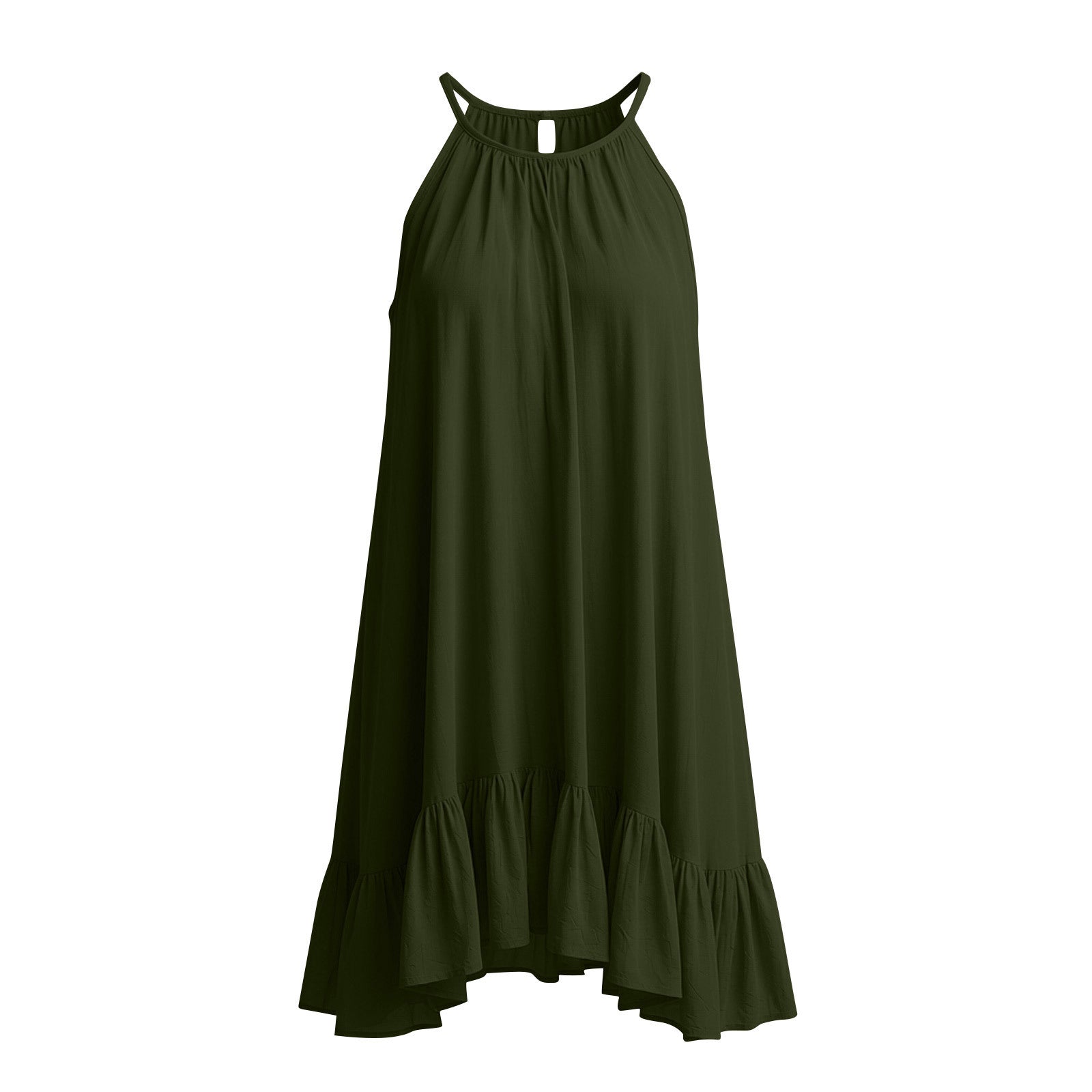 Pleated sleeveless halter dress