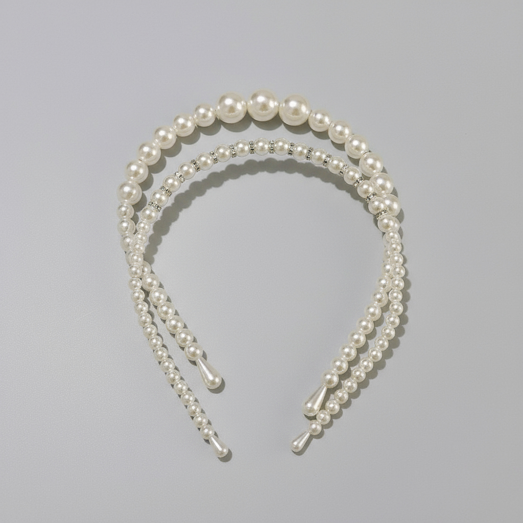 Zestaw trzech perłowych opasek do włosów