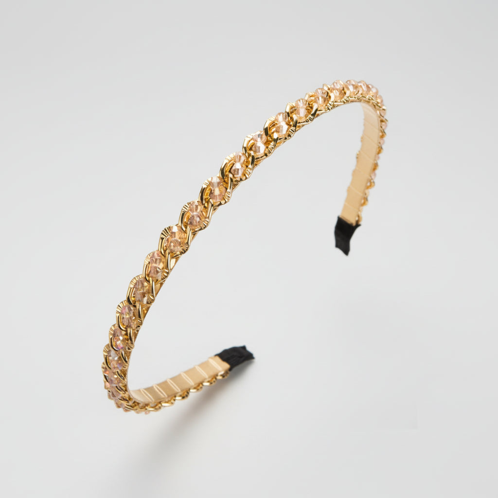 Opaska na głowę z kryształowym łańcuszkiem w stylu retro