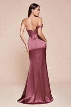 ONE SHOULDER SATIN CORSET GOWN CD7448