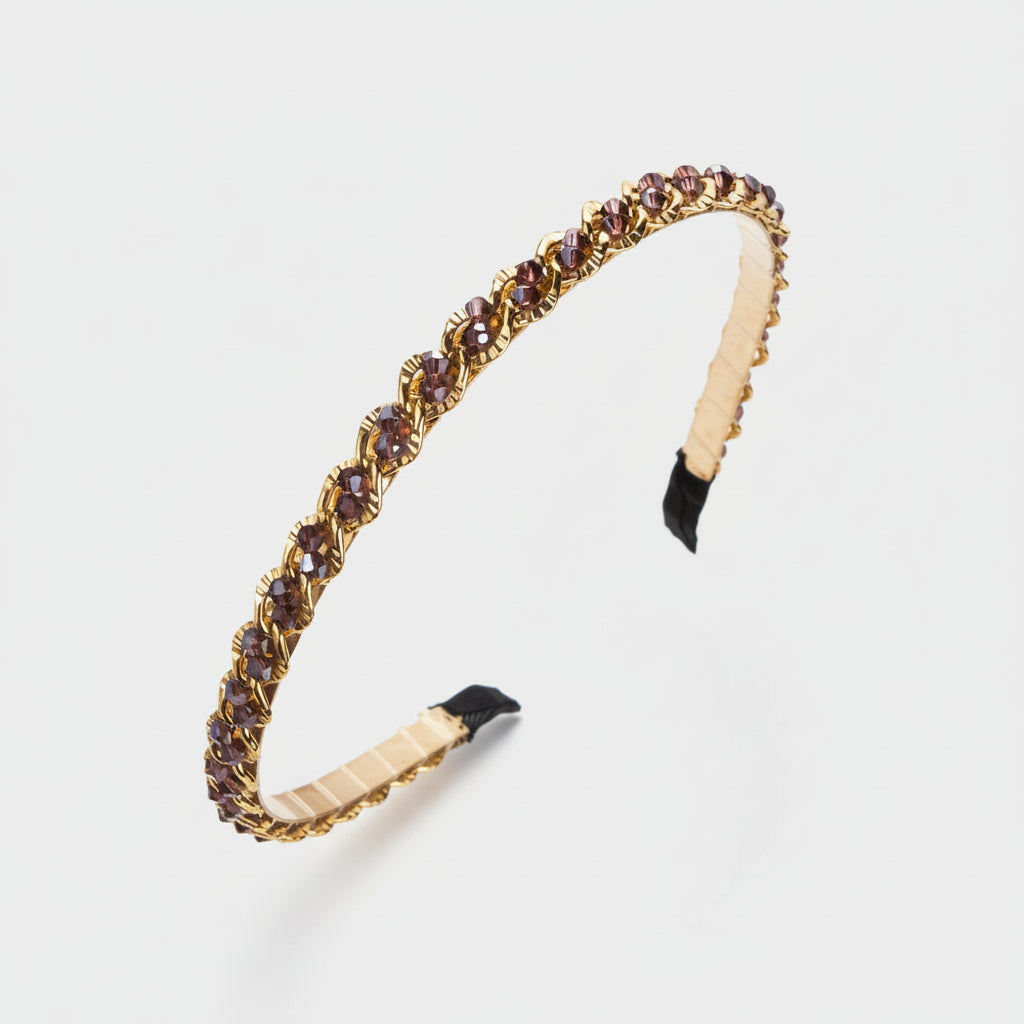 Opaska na głowę z kryształowym łańcuszkiem w stylu retro