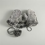 Aksamitne rękawiczki dzianinowe na sznurku