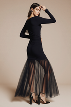 Siateczkowa sukienka MAXI z tiulem