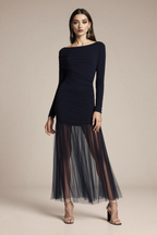 Siateczkowa sukienka MAXI z tiulem