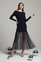 Mesh MAXI dress with tulle