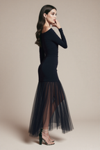 Siateczkowa sukienka MAXI z tiulem