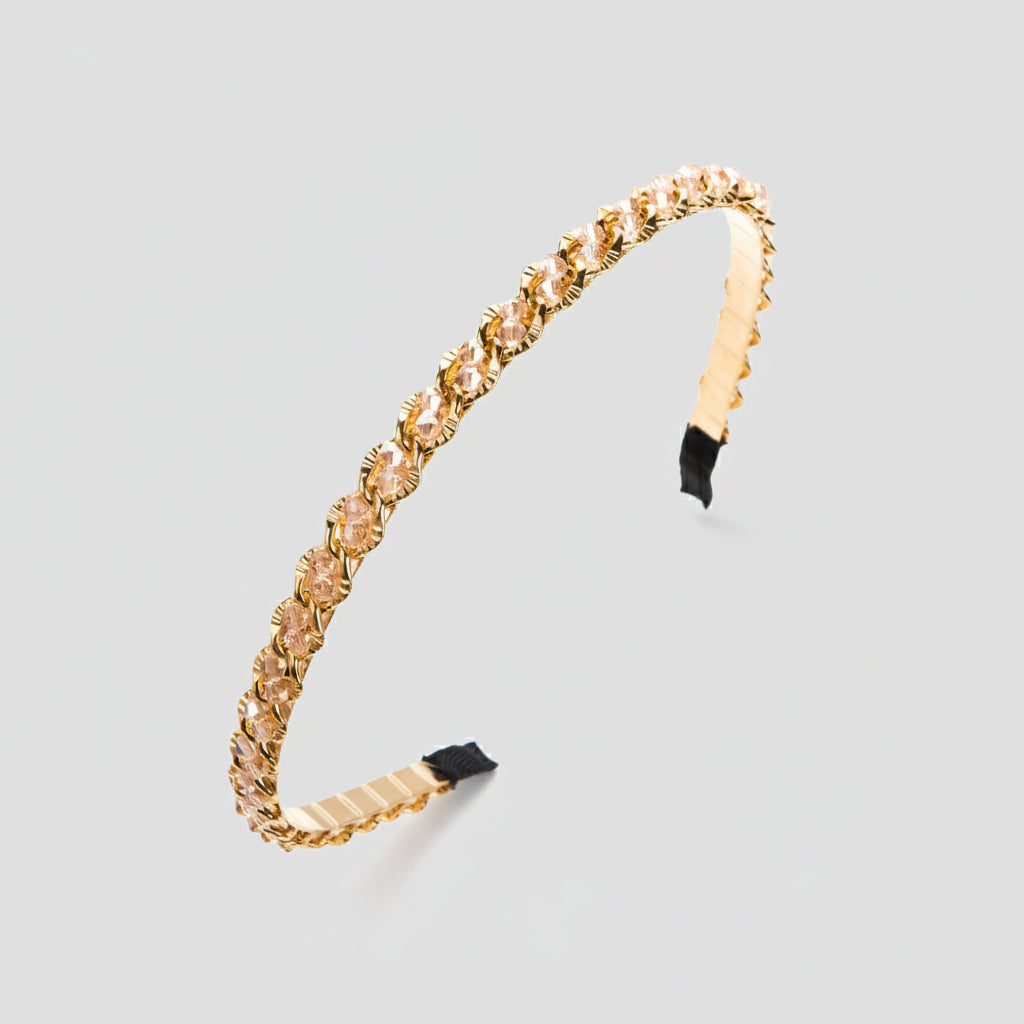 Opaska na głowę z kryształowym łańcuszkiem w stylu retro