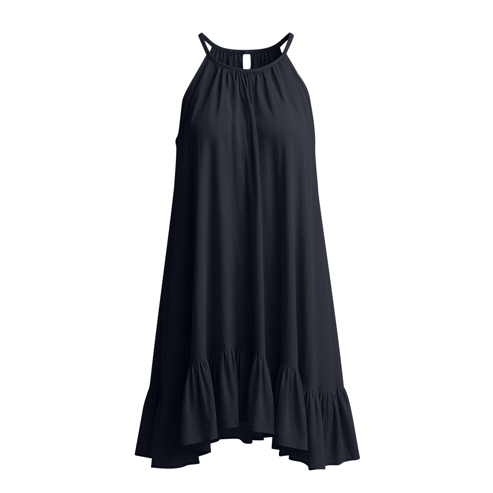Pleated sleeveless halter dress