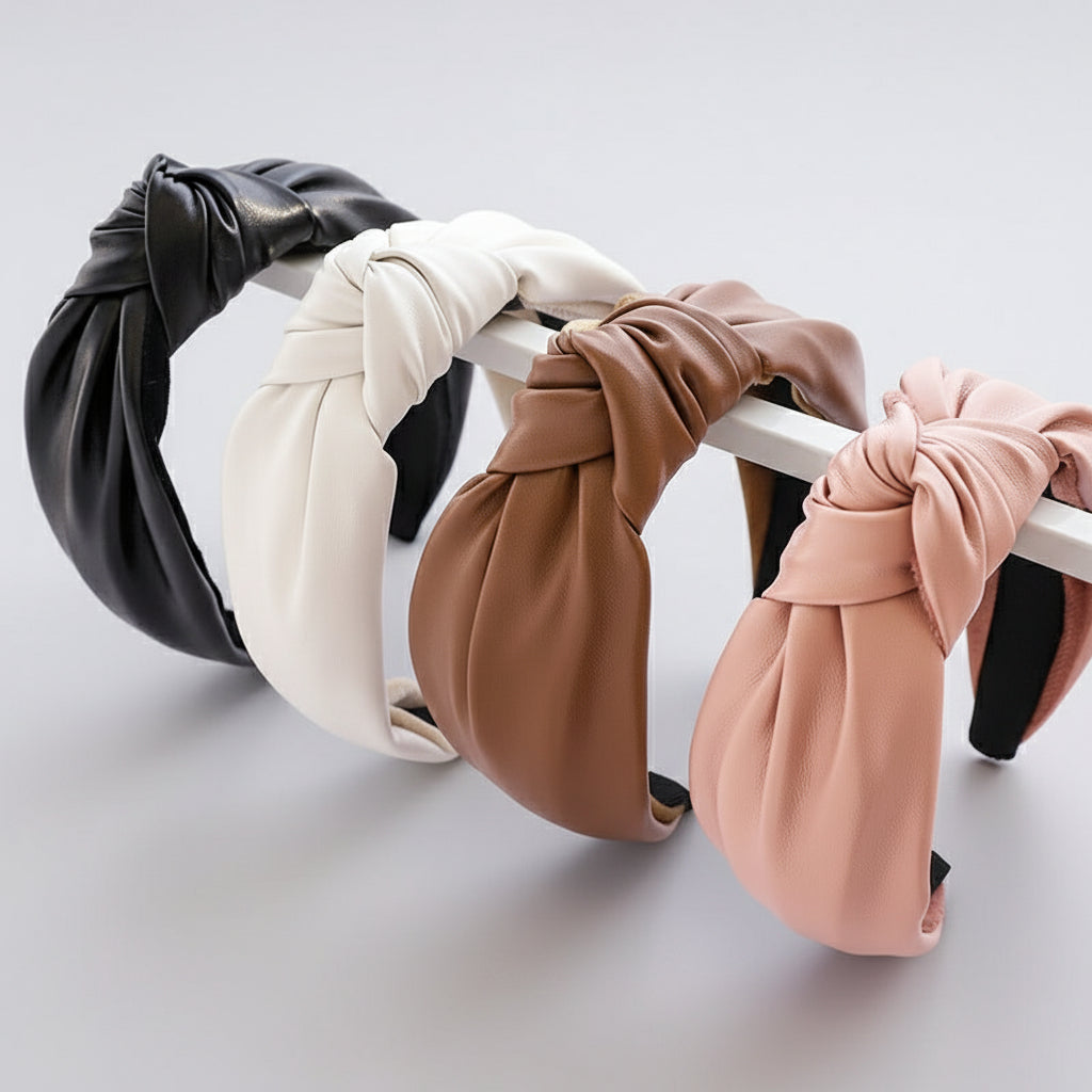 Modna skórzana opaska do włosów ze skóry PU