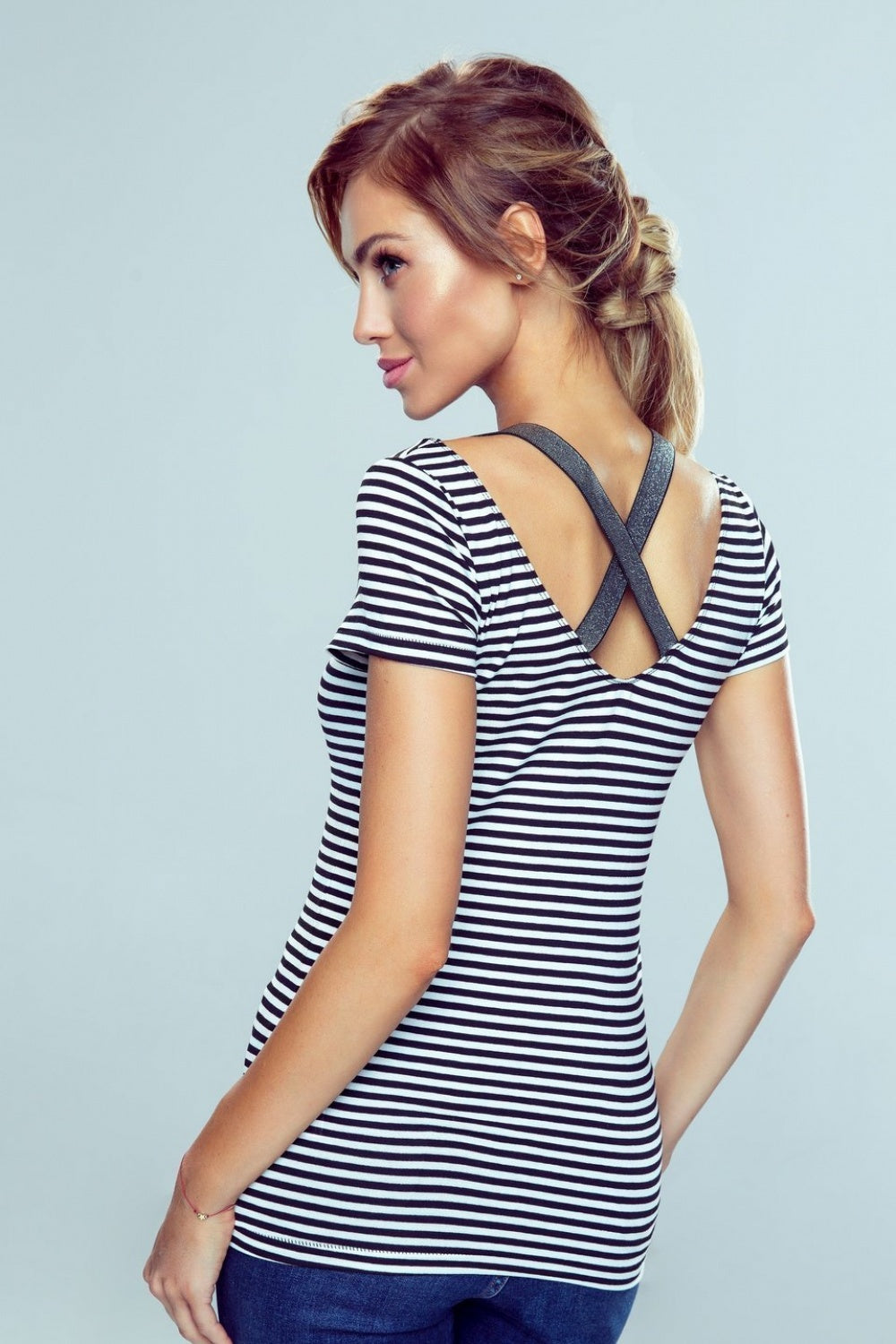 Blouse Model Meg Stripes White/Black - Eldar
