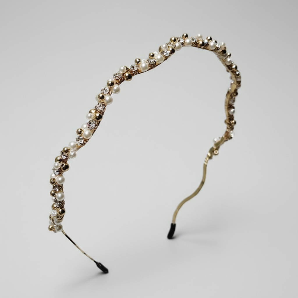 Elegancka opaska do włosów z kryształkami francuskimi