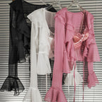 Dwuczęściowy koronkowy komplet z szyfonu