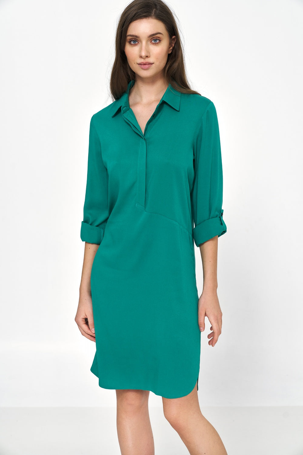 Dress Green oversized dress with rolled-up sleeves S226 Green - Nife