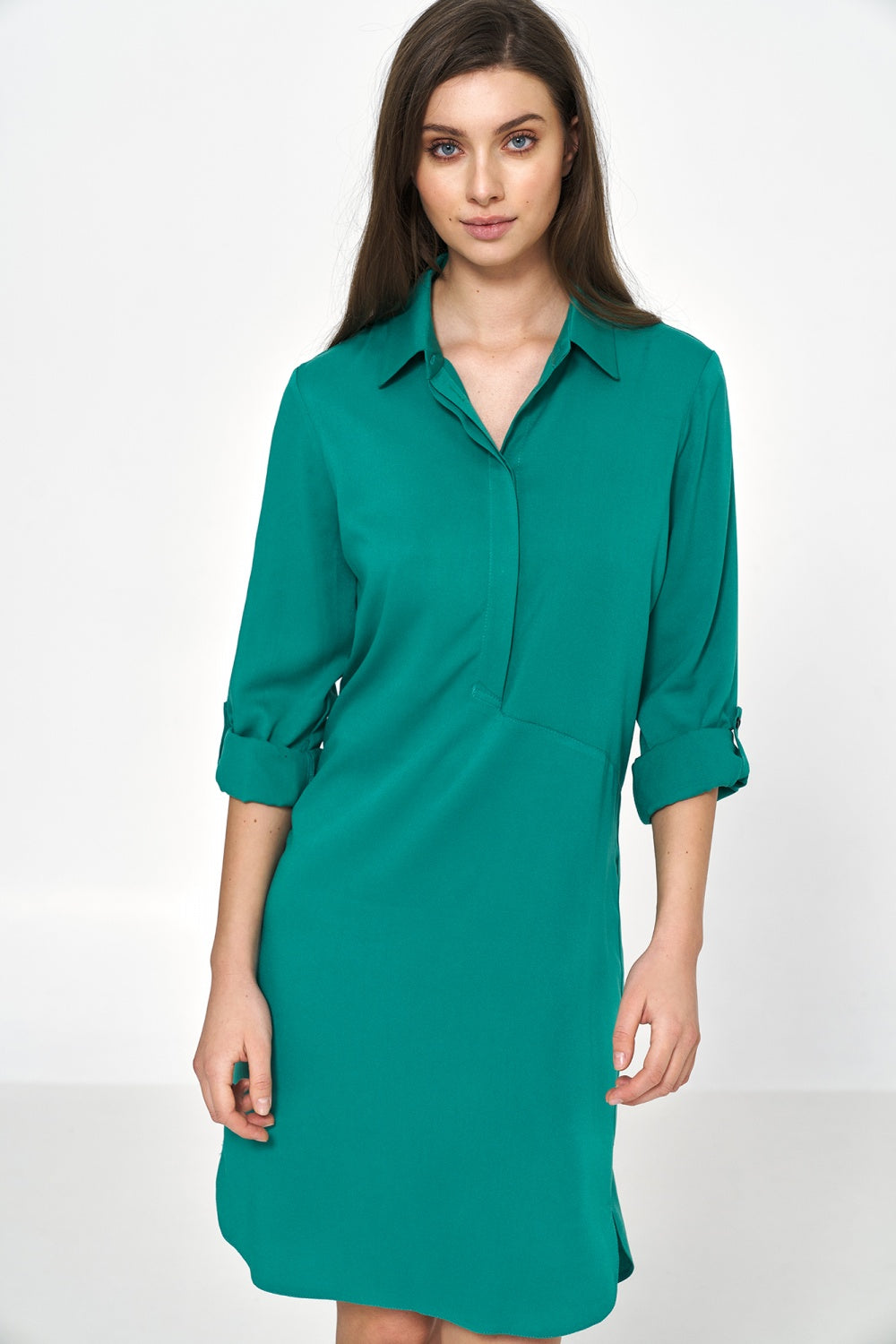 Dress Green oversized dress with rolled-up sleeves S226 Green - Nife