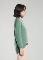 Kardigan z dzianiny wełnianej z długim rękawem