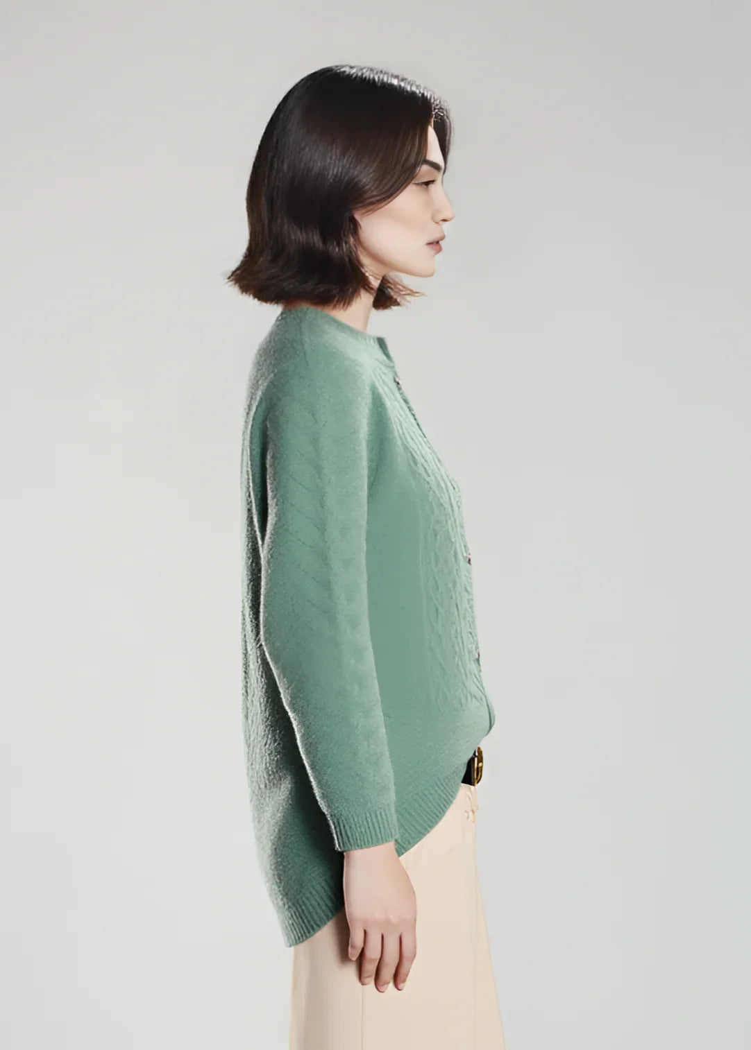 Kardigan z dzianiny wełnianej z długim rękawem