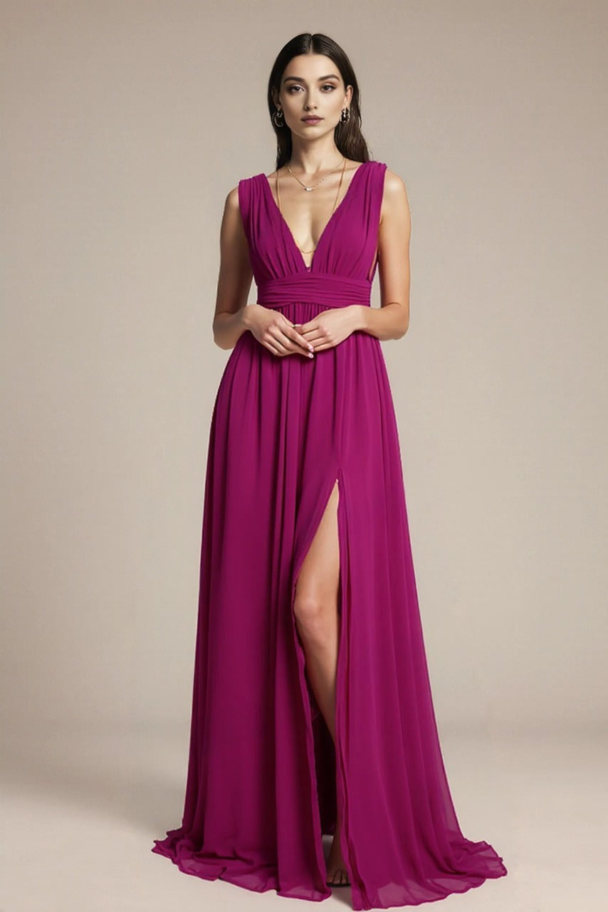 Wyjściowa sukienka MAXI z dekoltem w serek