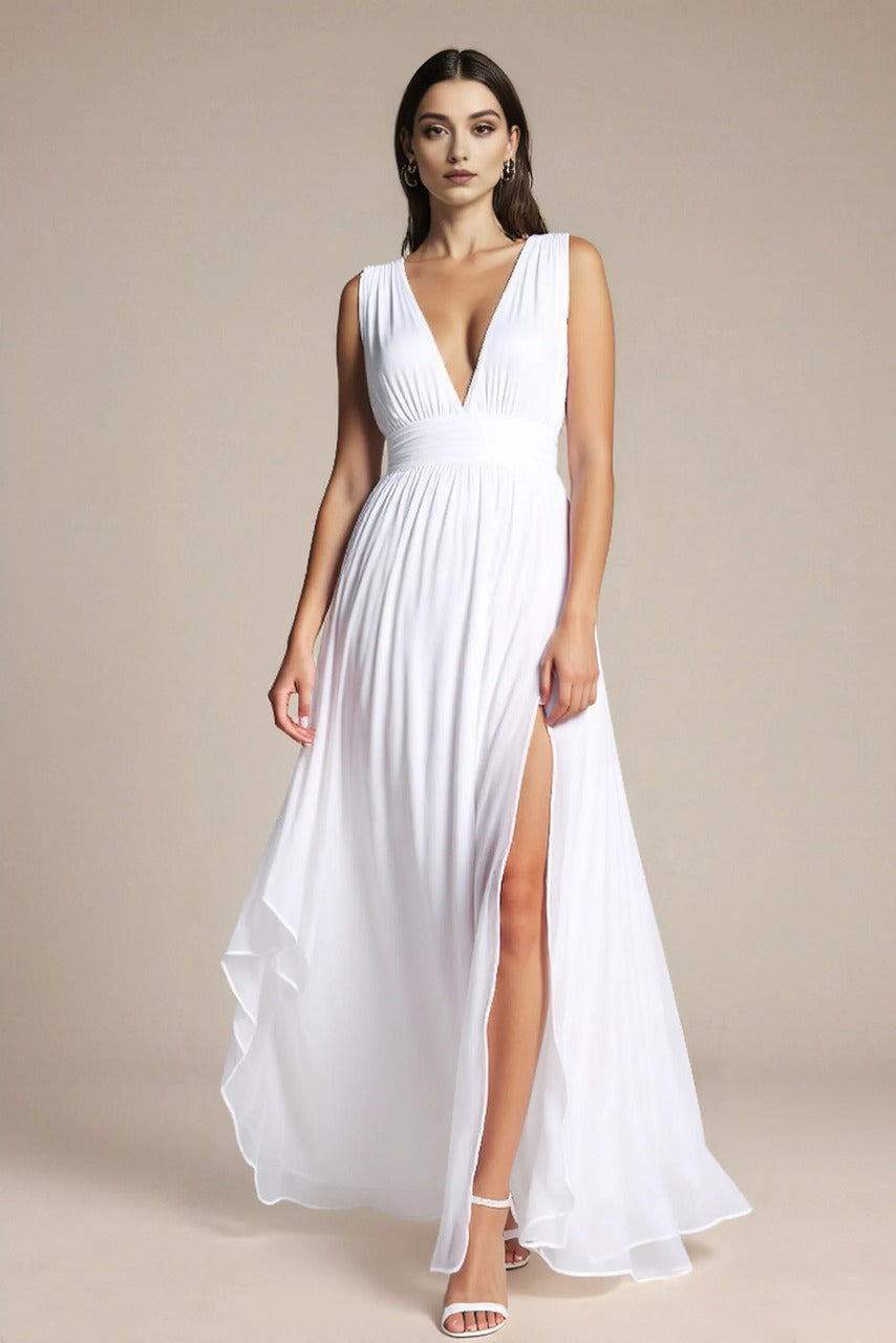 Wyjściowa sukienka MAXI z dekoltem w serek