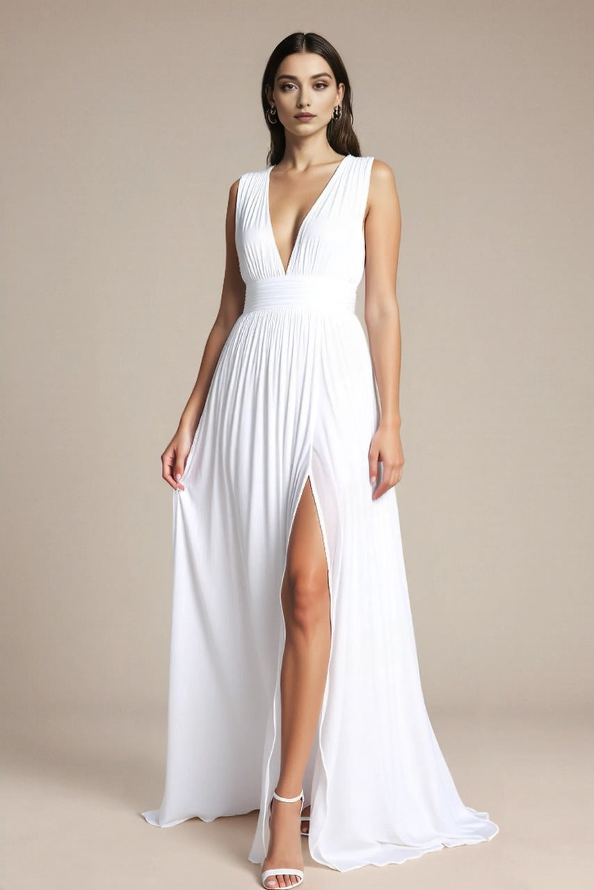 Wyjściowa sukienka MAXI z dekoltem w serek