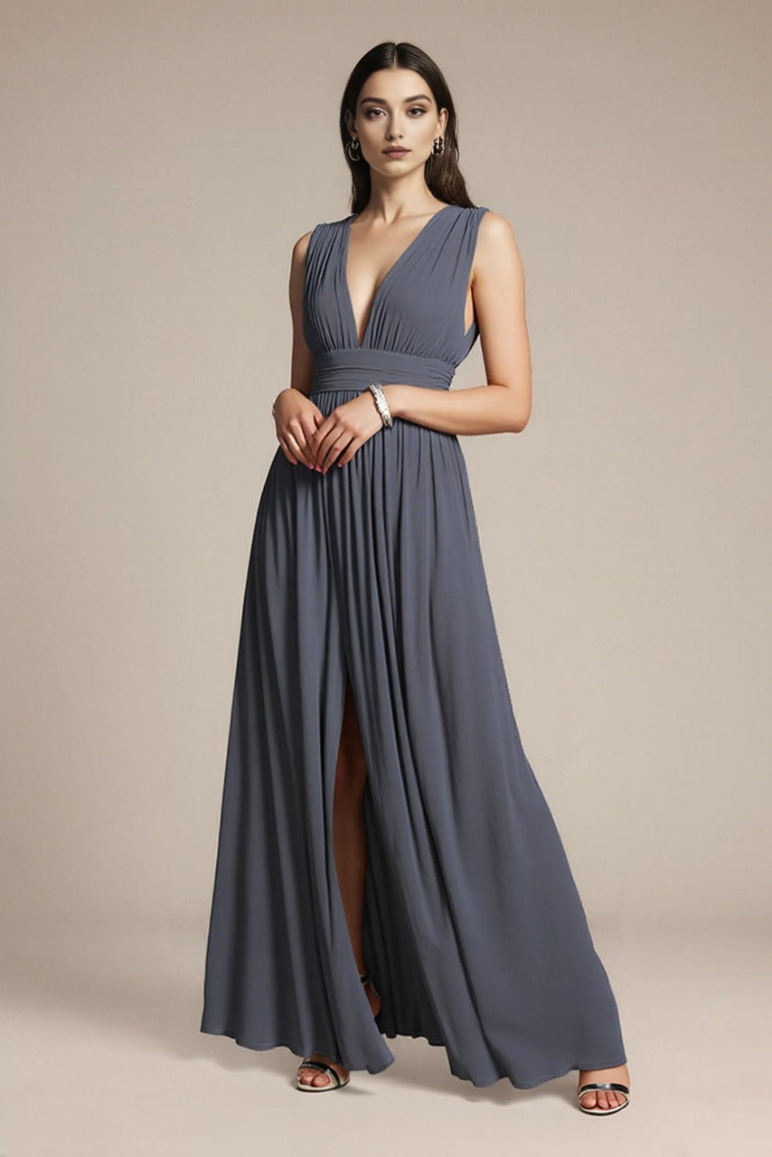 Wyjściowa sukienka MAXI z dekoltem w serek