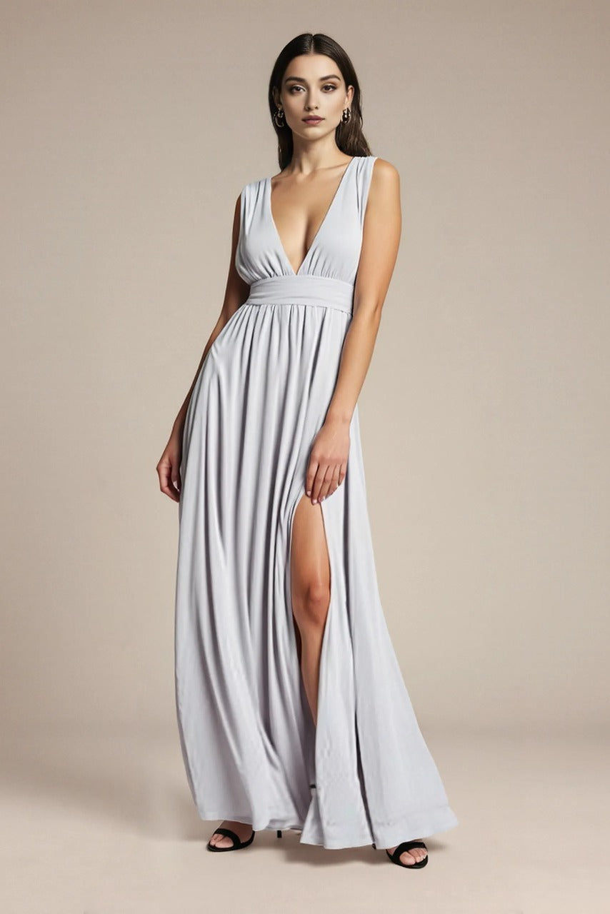 Wyjściowa sukienka MAXI z dekoltem w serek