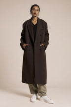 Luźny długi płaszcz z grubej wełny