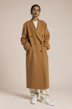 Luźny długi płaszcz z grubej wełny