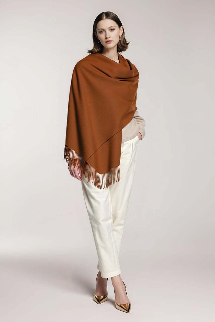 Jesienno-zimowy długi wełniany szal