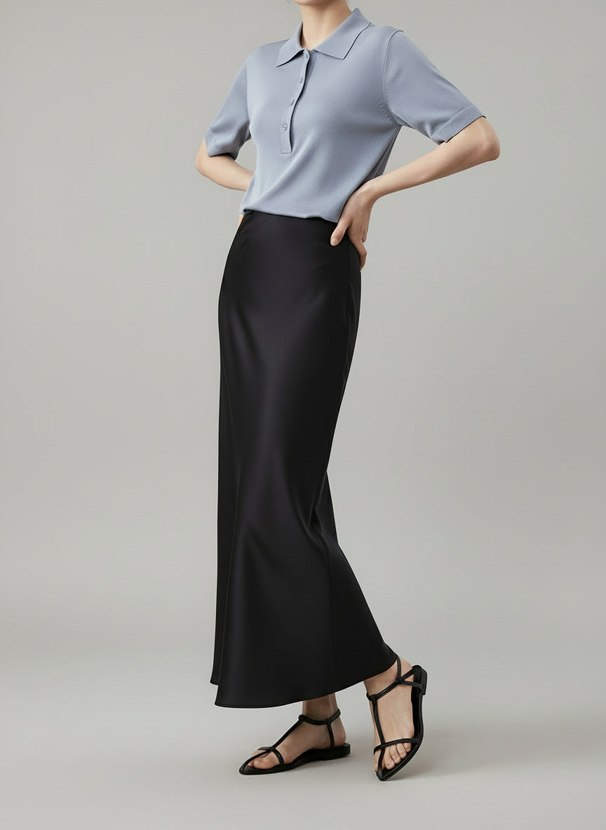 Jedwabna spódnica z elastyczną talią