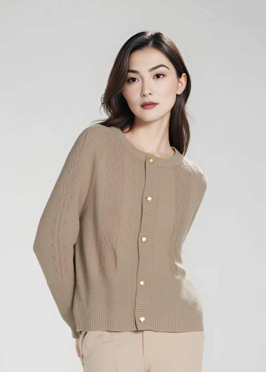 Kardigan z dzianiny wełnianej z długim rękawem