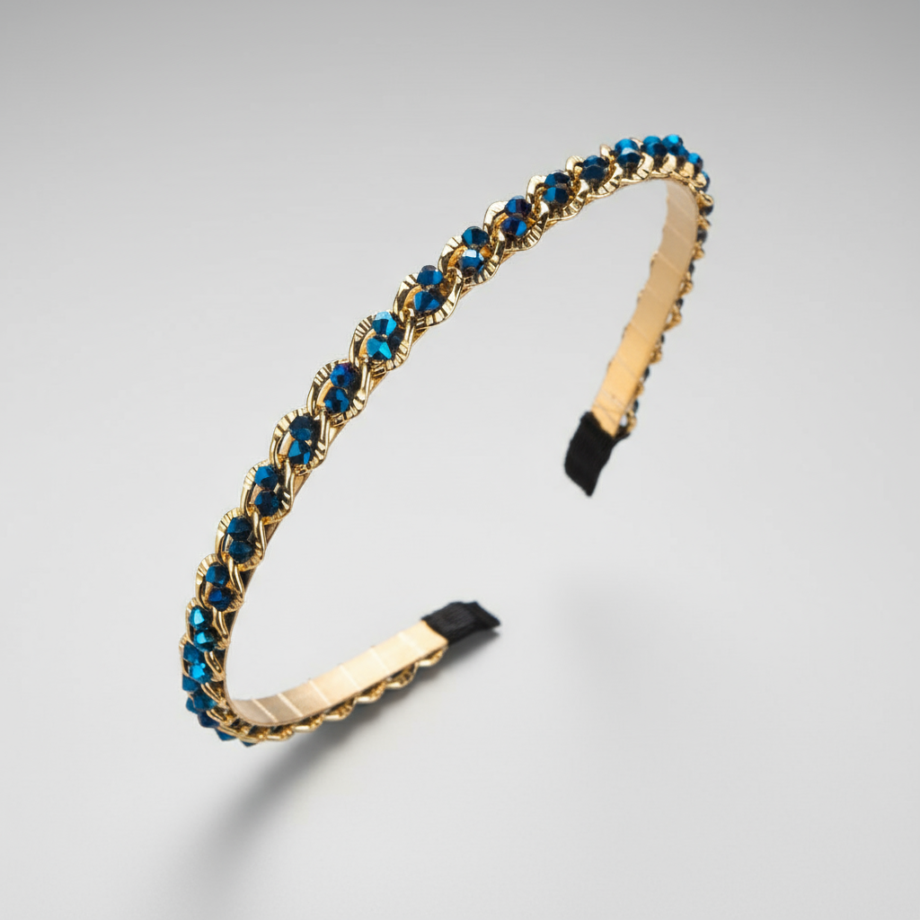 Opaska na głowę z kryształowym łańcuszkiem w stylu retro